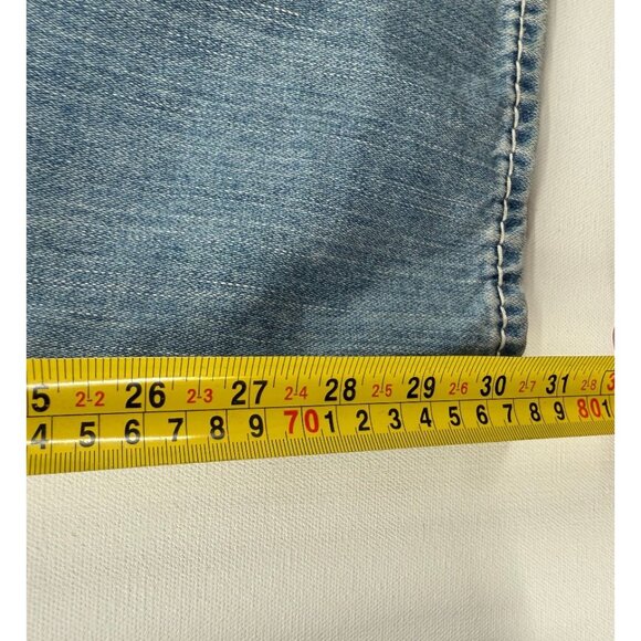 True Religion Straight Flap Natural Big T Mens 38x30 Thick Stitch Blue Fade Y2K - Picture 9 of 10